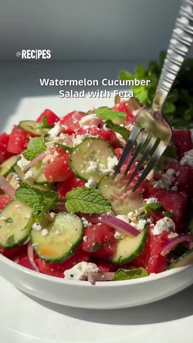 Easy Watermelon Cucumber Salad with Feta Recipe